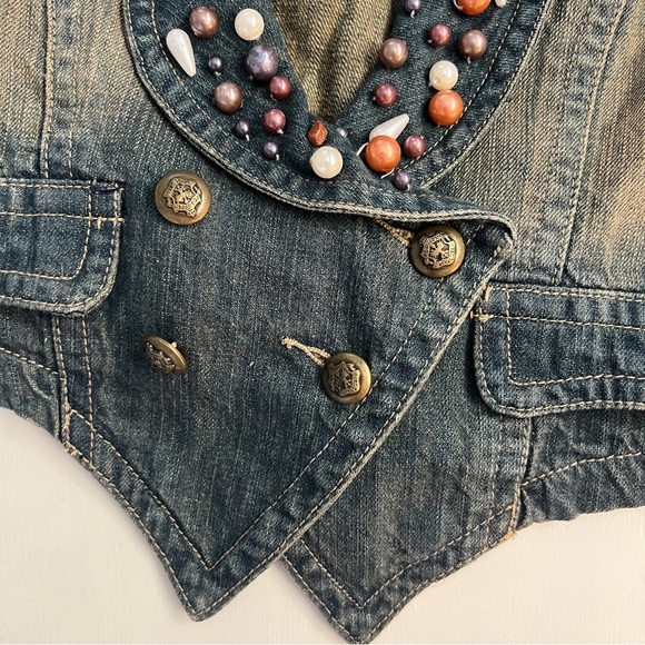Vintage Miss Sixty Beaded Denim Vest Top - Picture 4 of 6